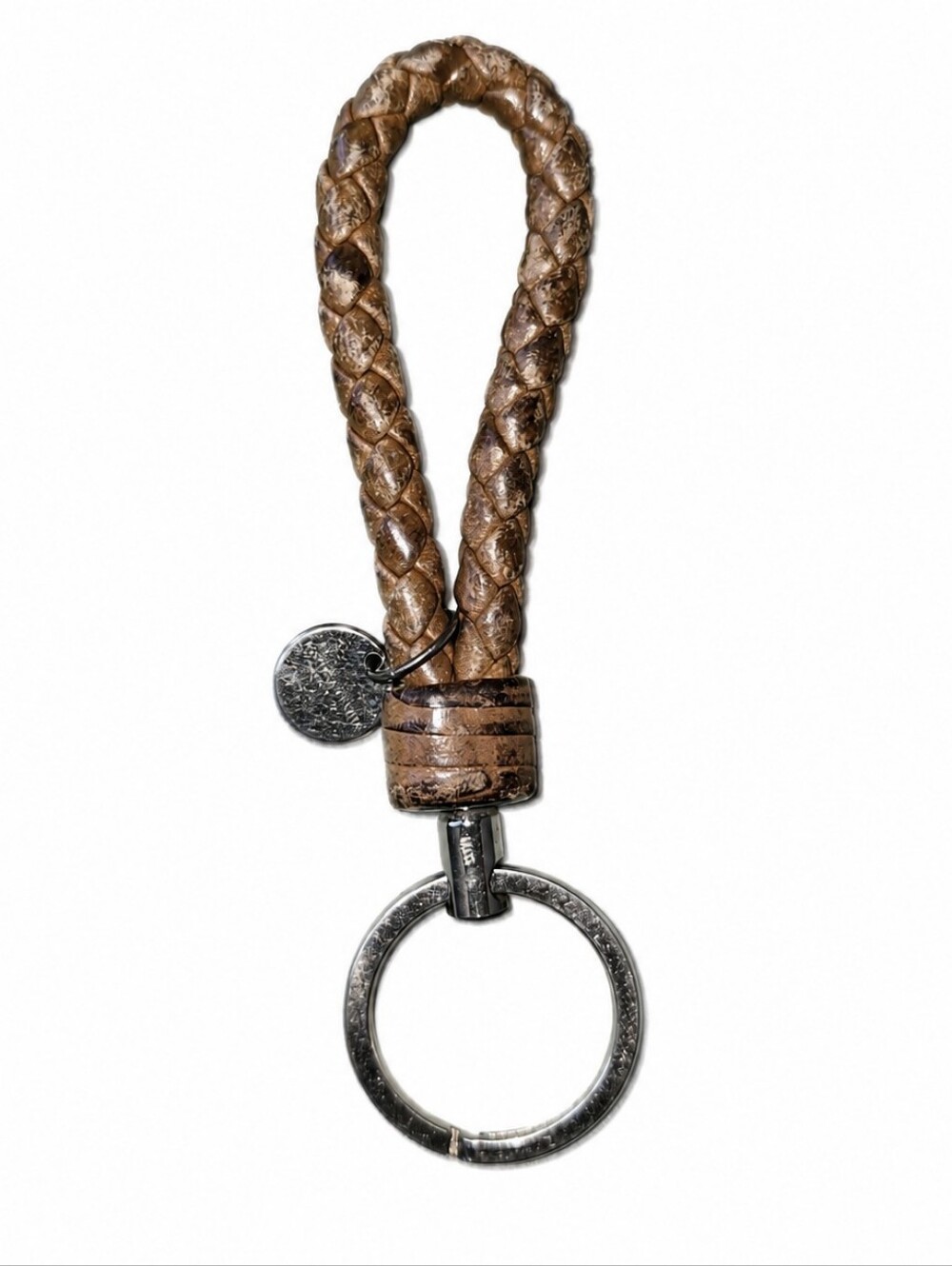 Bottega Veneta Intrecciato Weave Leather keychain keyring Sterling Silver 925